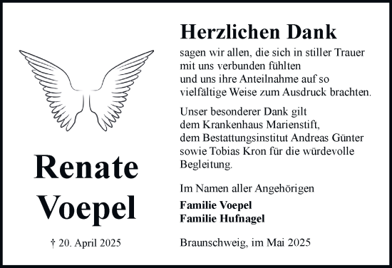 Traueranzeige von Renate Voepel 