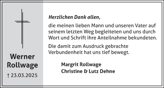 Traueranzeige von Werner Rollwage von Salzgitter-Zeitung