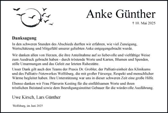 Traueranzeige von Anke Günther 