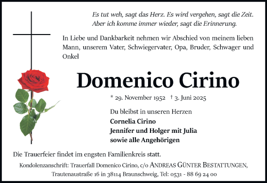 Traueranzeige von Domenico Cirino 