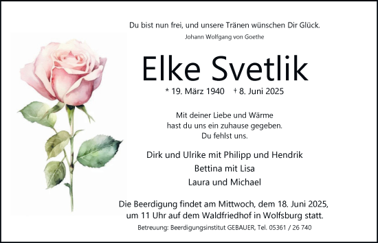Traueranzeige von Elke Svetlik 