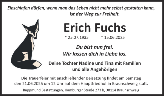 Traueranzeige von Erich Fuchs 