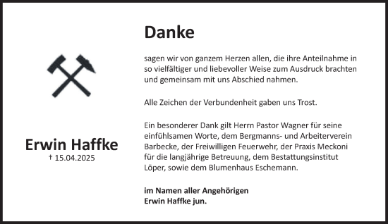 Traueranzeige von Erwin Haffke von Peiner Nachrichten