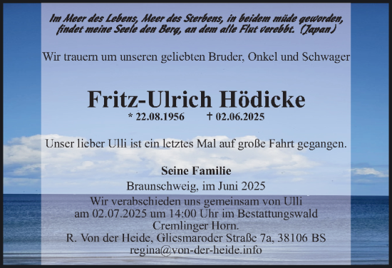 Traueranzeige von Fritz-Ulrich Hödicke von Salzgitter-Zeitung