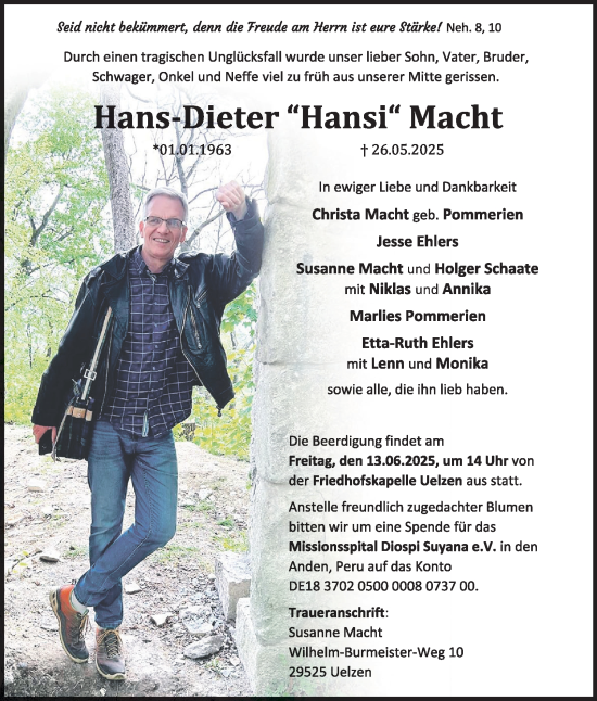 Traueranzeige von Hans-Dieter Macht 