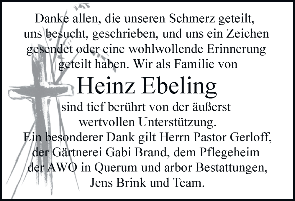  Traueranzeige für Heinz Ebeling vom 14.06.2025 aus Braunschweiger Zeitung