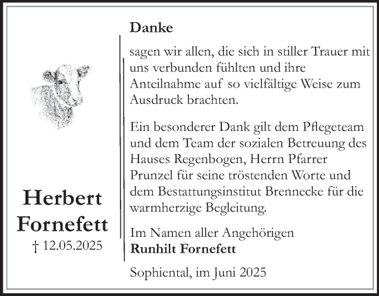 Traueranzeige von Herbert Fornefett von Peiner Nachrichten