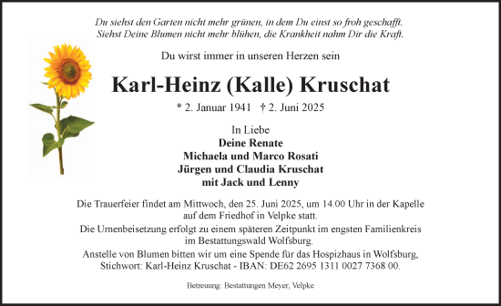 Traueranzeige von Karl-Heinz Kruschat 