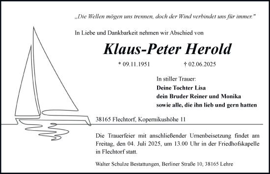 Traueranzeige von Klaus-Peter Herold von Helmstedter Nachrichten