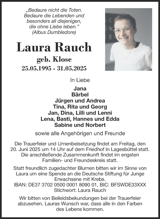 Traueranzeige von Laura Rauch 