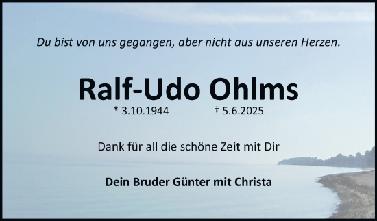 Traueranzeige von Ralf-Udo Ohlms 