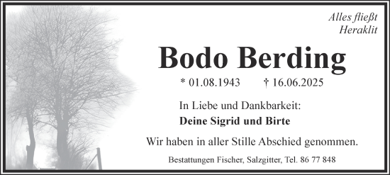 Traueranzeige von Bodo Berding  
