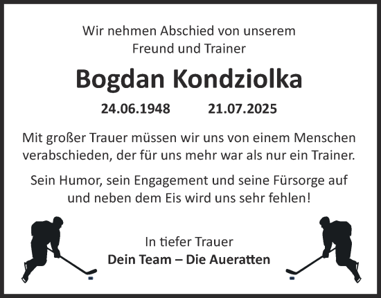 Traueranzeige von Bogdan Kondziolka von Salzgitter-Zeitung