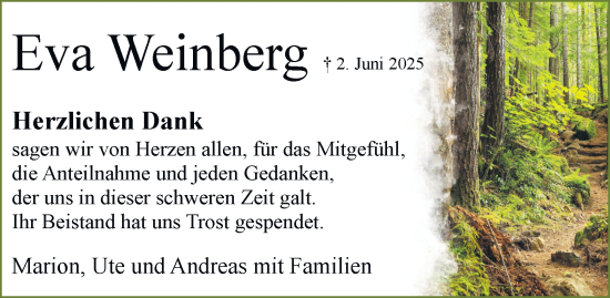 Traueranzeige von Eva Weinberg 