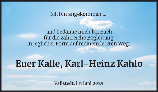 Traueranzeige von Karl-Heinz Kahlo von Peiner Nachrichten