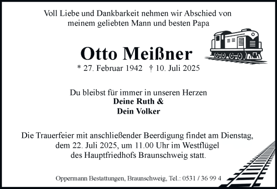 Traueranzeige von Otto Meißner von Braunschweiger Zeitung