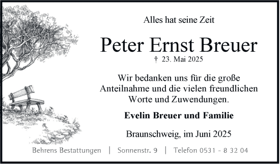 Traueranzeige von Peter Ernst Breuer 