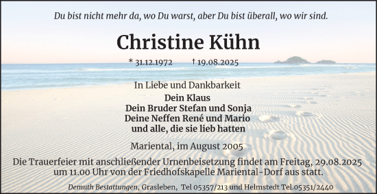 Traueranzeige von Christine Kühn von Helmstedter Nachrichten