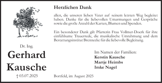 Traueranzeige von Gerhard Kausche von Braunschweiger Zeitung