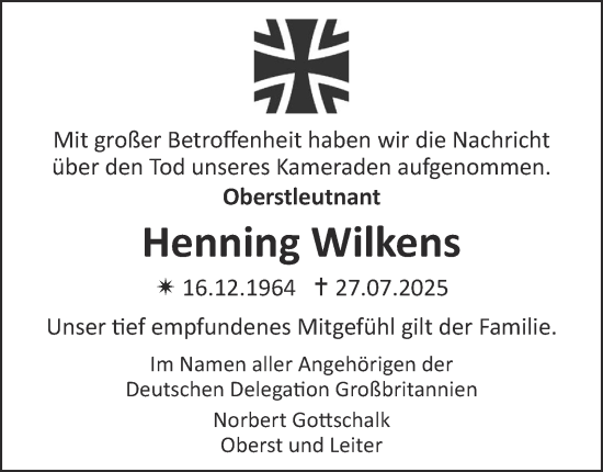 Traueranzeige von Henning Wilkens von Braunschweiger Zeitung