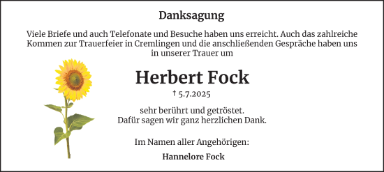 Traueranzeige von Herbert Fock von Wolfenbütteler Zeitung