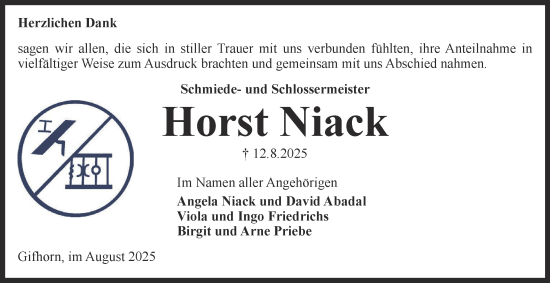 Traueranzeige von Horst Niack von Braunschweiger Zeitung