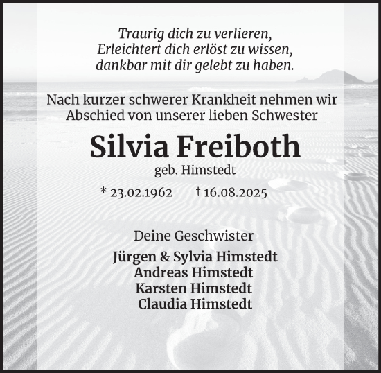 Traueranzeige von Silvia Freiboth von Salzgitter-Zeitung
