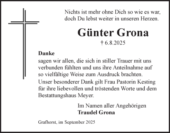 Traueranzeige von Günter Grona von Helmstedter Nachrichten