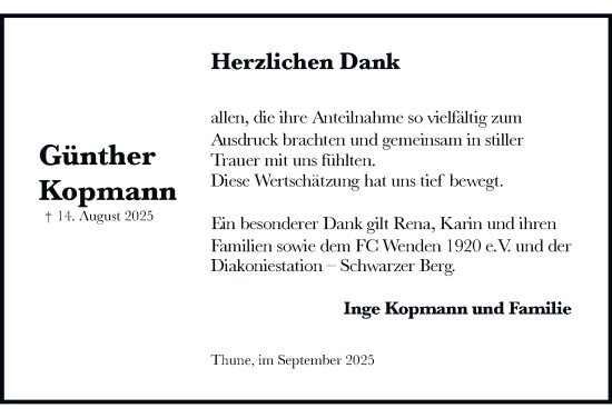 Traueranzeige von Günther Kopmann von Braunschweiger Zeitung