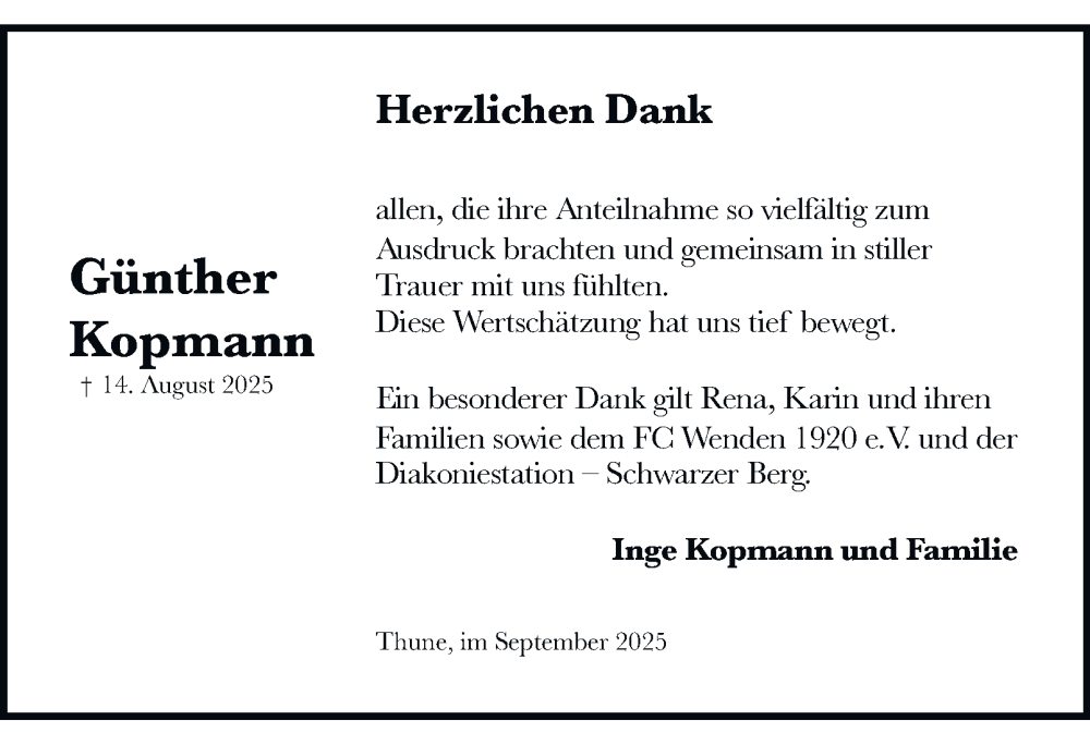  Traueranzeige für Günther Kopmann vom 20.09.2025 aus Braunschweiger Zeitung