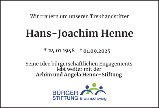 Traueranzeige von Hans-Joachim Henne von Salzgitter-Zeitung