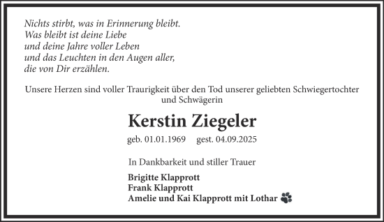 Traueranzeige von Kerstin Ziegeler von Salzgitter-Zeitung