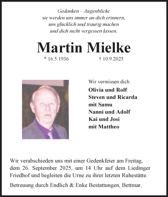 Traueranzeige von Martin Mielke von Peiner Nachrichten
