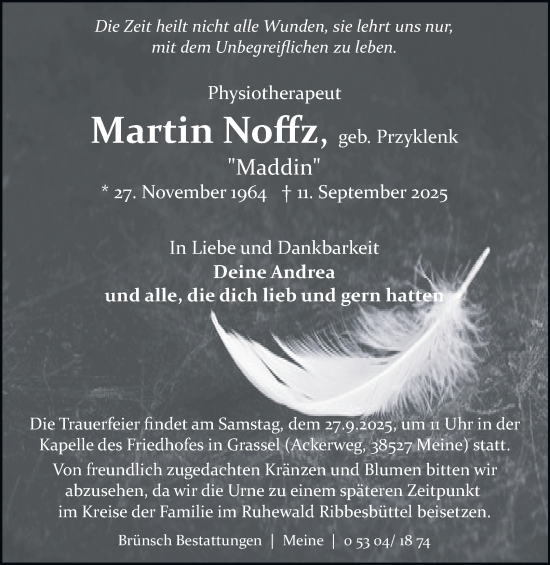 Traueranzeige von Martin Noffz von Braunschweiger Zeitung