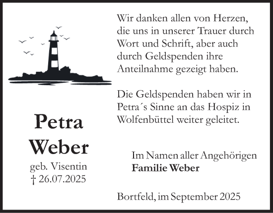 Traueranzeige von Petra Weber von Braunschweiger Zeitung