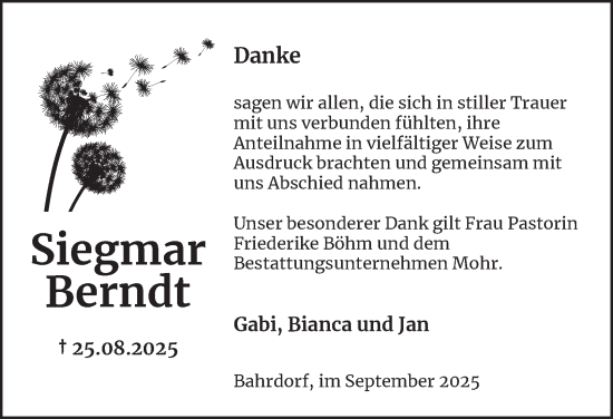 Traueranzeige von Siegmar Berndt von Helmstedter Nachrichten