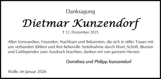 Traueranzeige von Dietmar Kunzendorf 