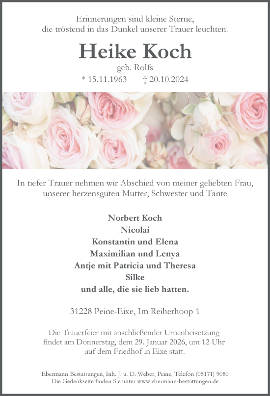 Traueranzeige von Heike Koch von Braunschweiger Zeitung, Wolfsburger Nachrichten