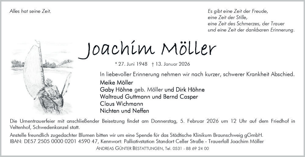  Traueranzeige für Joachim Möller vom 24.01.2026 aus 
