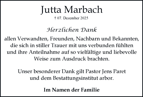 Traueranzeige von Jutta Marbach von Braunschweiger Zeitung