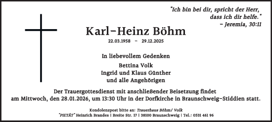Traueranzeige von Karl-Heinz Böhm 