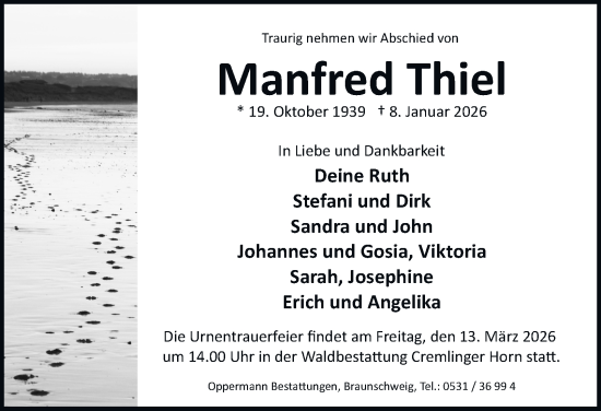 Traueranzeige von Manfred Thiel 