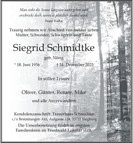 Traueranzeige von Siegrid Schmidtke von Salzgitter-Zeitung