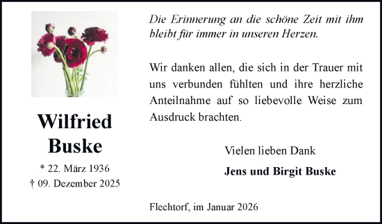 Traueranzeige von Wilfried Buske von Helmstedter Nachrichten