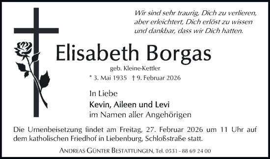 Traueranzeige von Elisabeth Borgas von Salzgitter-Zeitung